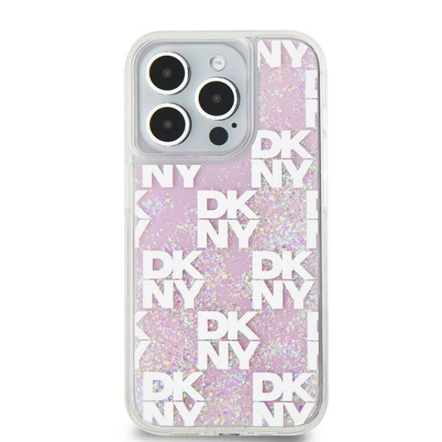 Чохол DKNY Hardcase Liquid Glitter Multilogo для iPhone 15 Pro Pink (DKHCP15LLCPEPP)