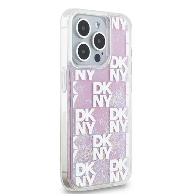Чохол DKNY Hardcase Liquid Glitter Multilogo для iPhone 15 Pro Pink (DKHCP15LLCPEPP)