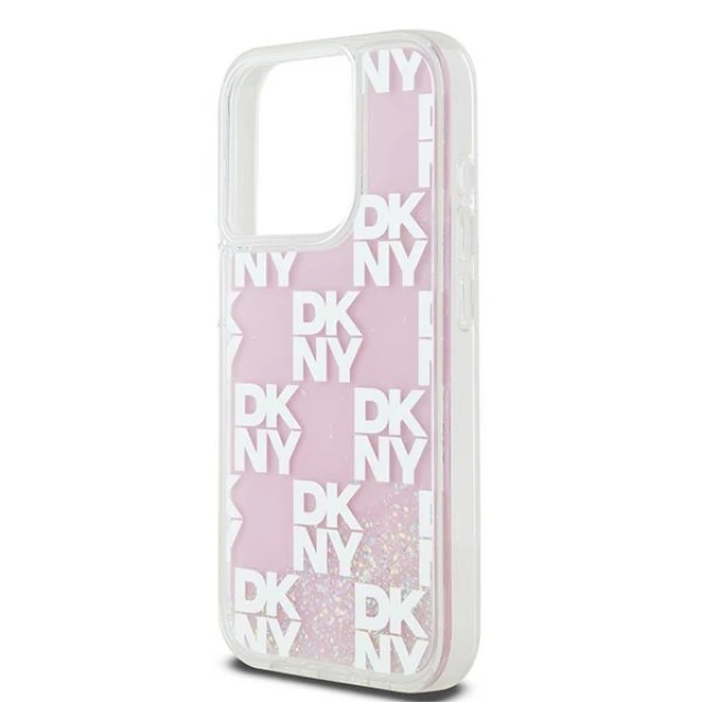 Чохол DKNY Hardcase Liquid Glitter Multilogo для iPhone 15 Pro Pink (DKHCP15LLCPEPP)