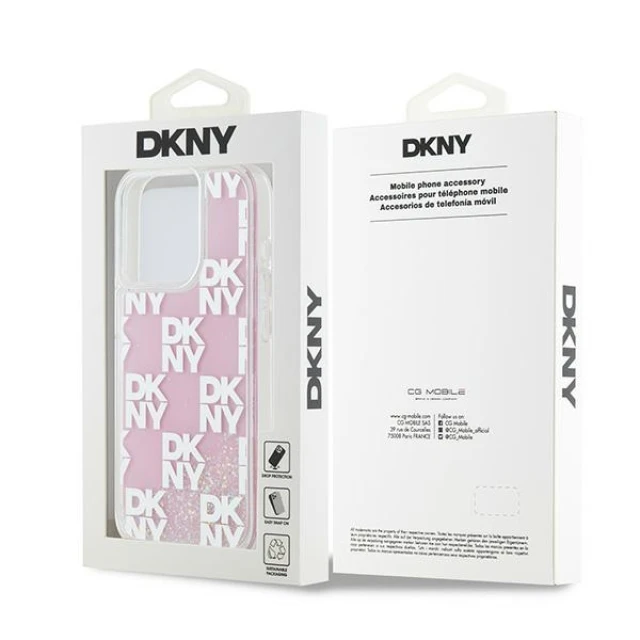 Чохол DKNY Hardcase Liquid Glitter Multilogo для iPhone 15 Pro Pink (DKHCP15LLCPEPP)