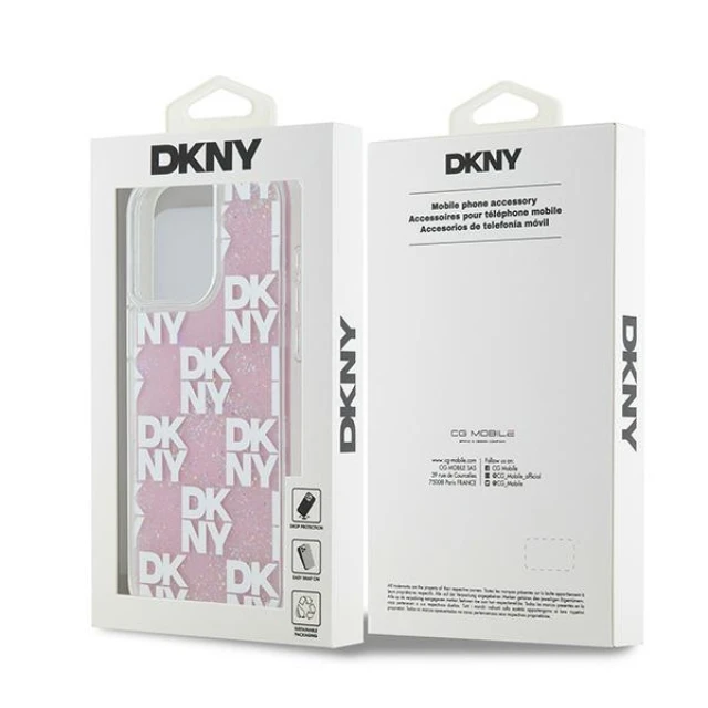 Чохол DKNY Liquid Glitter Multilogo для iPhone 15 Pro Max Pink (DKHCP15XLCPEPP)