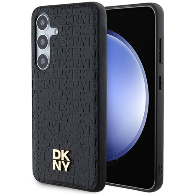Чохол DKNY Leather Pattern Metal Logo для Samsung Galaxy S24 Black with MagSafe (DKHMS24SPSHRPSK)