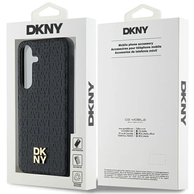 Чохол DKNY Leather Pattern Metal Logo для Samsung Galaxy S24 Black with MagSafe (DKHMS24SPSHRPSK)