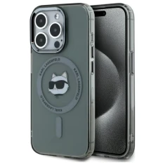 Чохол Karl Lagerfeld IML Metal Choupette Head для iPhone 15 Pro Transparent/Black with MagSafe (KLHMP15LHLSCHK)
