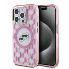 Чохол Karl Lagerfeld IML Monogram Karl & Choupette Head для iPhone 15 Pro Max Pink with MagSafe (KLHMP15XHMCKMHP)