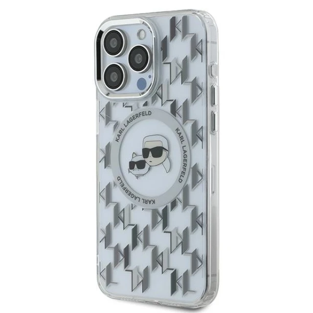 Чохол Karl Lagerfeld IML Monogram Karl & Choupette Head для iPhone 15 Pro Transparent with MagSafe (KLHMP15LHMCKMHT)