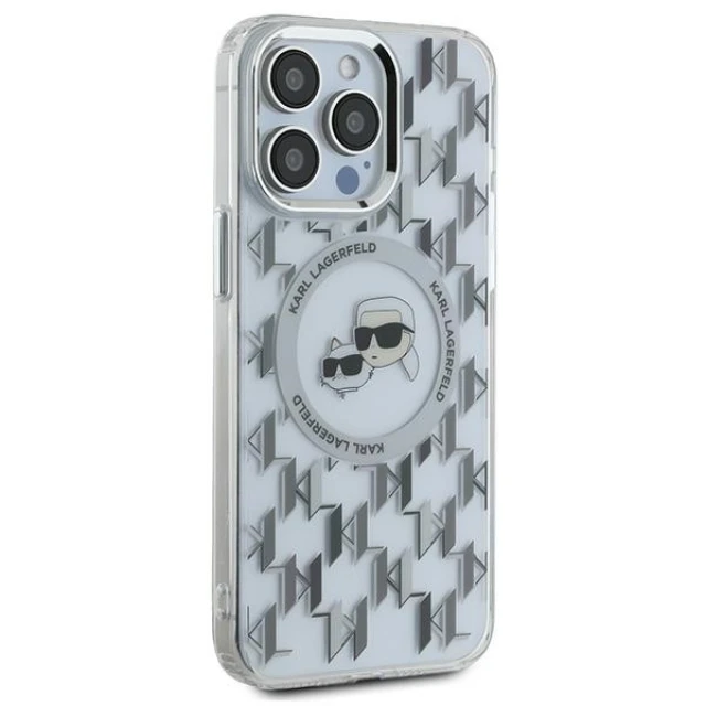 Чохол Karl Lagerfeld IML Monogram Karl & Choupette Head для iPhone 15 Pro Max Transparent with MagSafe (KLHMP15XHMCKMHT)