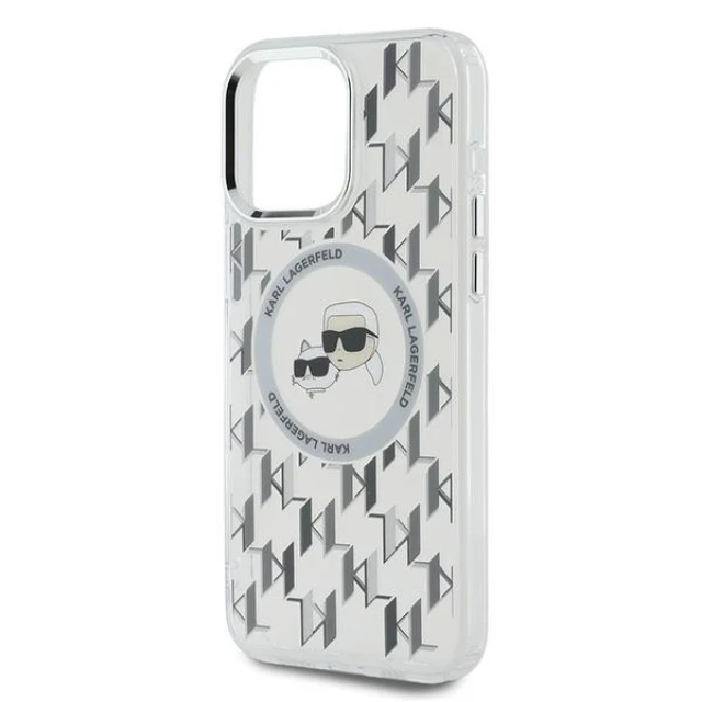 Чохол Karl Lagerfeld IML Monogram Karl & Choupette Head для iPhone 15 Pro Max Transparent with MagSafe (KLHMP15XHMCKMHT)