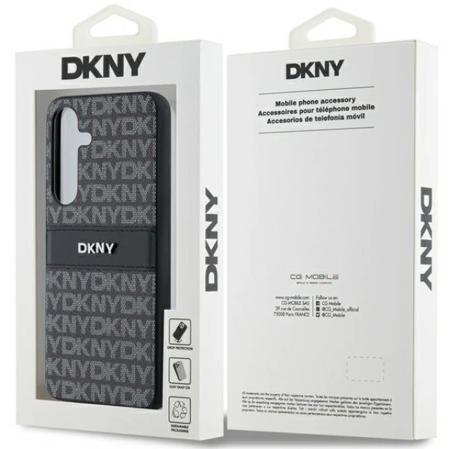 Чохол DKNY Leather Mono Stripe & Metal Logo для Samsung Galaxy S24 Black (DKHCS24SPRTHSLK)
