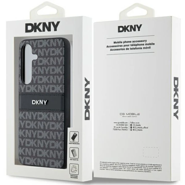 Чохол DKNY Leather Mono Stripe & Metal Logo для Samsung Galaxy S24 Plus Black (DKHCS24MPRTHSLK)