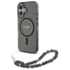 Чохол Guess IML Glitter with Pearl Strap для iPhone 16 Black with MagSafe (GUHMP16SHGCRELSK)