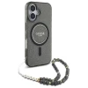 Чохол Guess IML Glitter with Pearl Strap для iPhone 16 Black with MagSafe (GUHMP16SHGCRELSK)