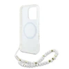 Чохол Guess IML Flowers Allover Electro with Pearl Strap для iPhone 16 Pro White with MagSafe (GUHMP16LHCPOFPH)