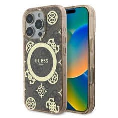 Чохол Guess IML Peony On 4G Background для iPhone 16 Pro Max Brown with MagSafe (GUHMP16XH4PYEEW)