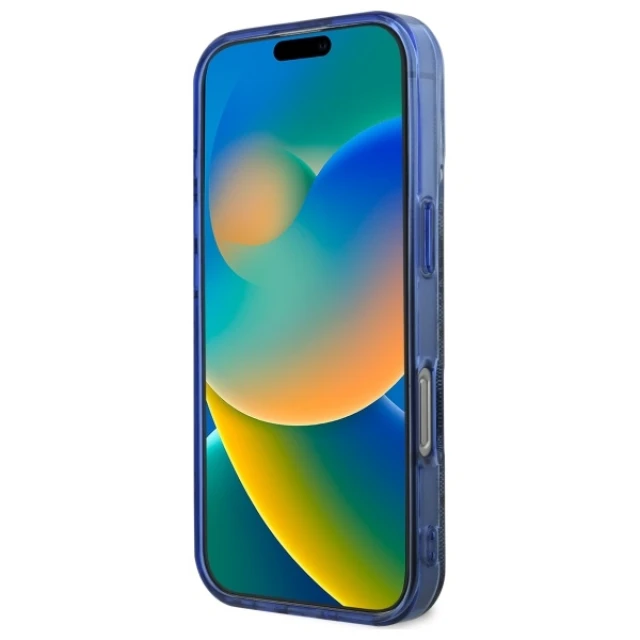 Чохол Guess IML Peony On 4G Background для iPhone 16 Pro Blue with MagSafe (GUHMP16LH4PYEEB)