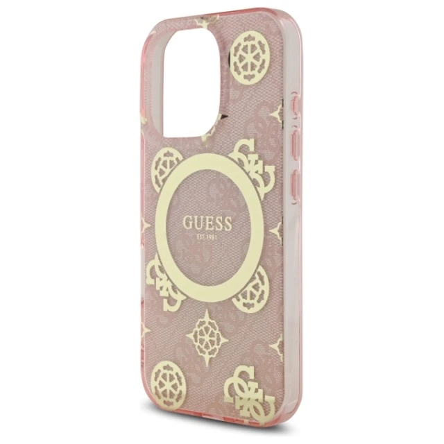 Чохол Guess IML Peony On 4G Background для iPhone 16 Pro Pink with MagSafe (GUHMP16LH4PYEEP)