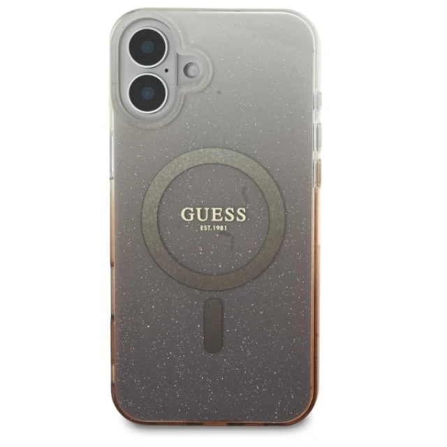 Чохол Guess IML Glitter Gradient для iPhone 16 Brown with MagSafe (GUHMP16SHGRCELW)