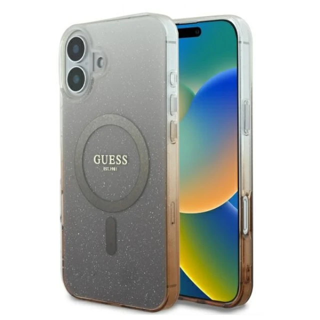 Чохол Guess IML Glitter Gradient для iPhone 16 Plus Brown with MagSafe (GUHMP16MHGRCELW)