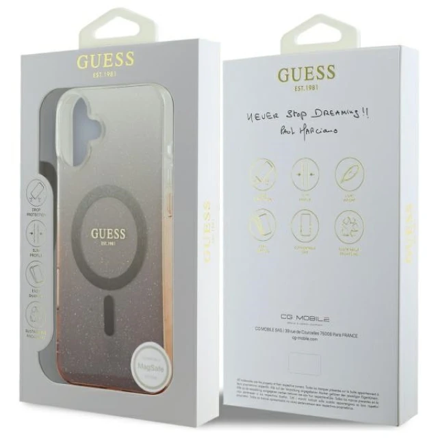 Чохол Guess IML Glitter Gradient для iPhone 16 Plus Brown with MagSafe (GUHMP16MHGRCELW)