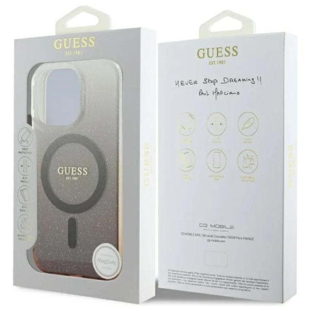 Чохол Guess IML Glitter Gradient для iPhone 16 Pro Max Brown with MagSafe (GUHMP16XHGRCELW)
