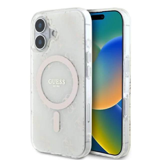 Чохол Guess IML 4G Background для iPhone 16 Plus White with MagSafe (GUHMP16MH4DTEH)