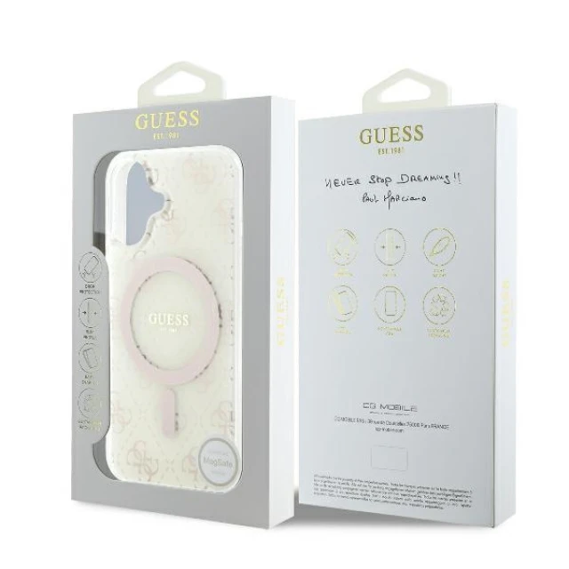 Чохол Guess IML 4G Background для iPhone 16 Plus White with MagSafe (GUHMP16MH4DTEH)