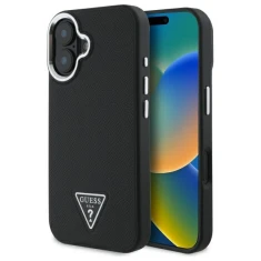 Чехол Guess Grained Triangle для iPhone 16 Plus Black with MagSafe (GUHMP16MPGTSPSK)