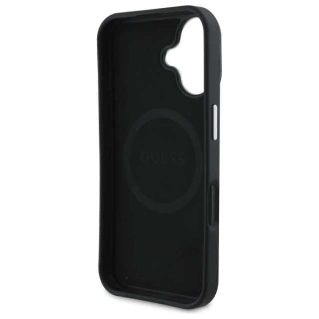 Чохол Guess Grained Triangle для iPhone 16 Plus Black with MagSafe (GUHMP16MPGTSPSK)
