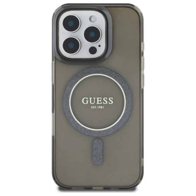 Чехол Guess IML Glitter Circle для iPhone 16 Pro Black with MagSafe (GUHMP16LHFGEREK)