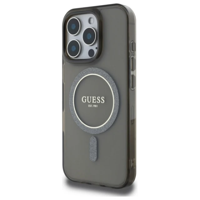 Чохол Guess IML Glitter Circle для iPhone 16 Pro Max Black with MagSafe (GUHMP16XHFGEREK)