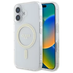 Чехол Guess IML Glitter Circle для iPhone 16 Plus Transparent with MagSafe (GUHMP16MHFGERET)