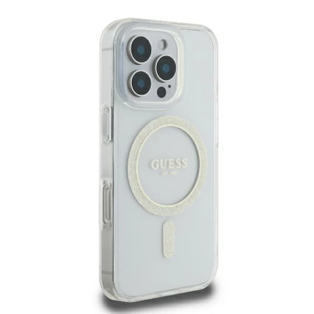 Чохол Guess IML Glitter Circle для iPhone 16 Pro Transparent with MagSafe (GUHMP16LHFGERET)