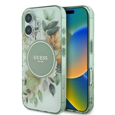 Чохол Guess IML Flower & Tonal Circle для iPhone 16 Green with MagSafe (GUHMP16SHFWBDCEN)