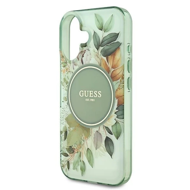 Чохол Guess IML Flower & Tonal Circle для iPhone 16 Plus Green with MagSafe (GUHMP16MHFWBDCEN)