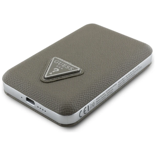 Powerbank Guess Grained Triangle 5000mAh 15W USB-C Brown with MagSafe (GUPB5FPGTSPSW)