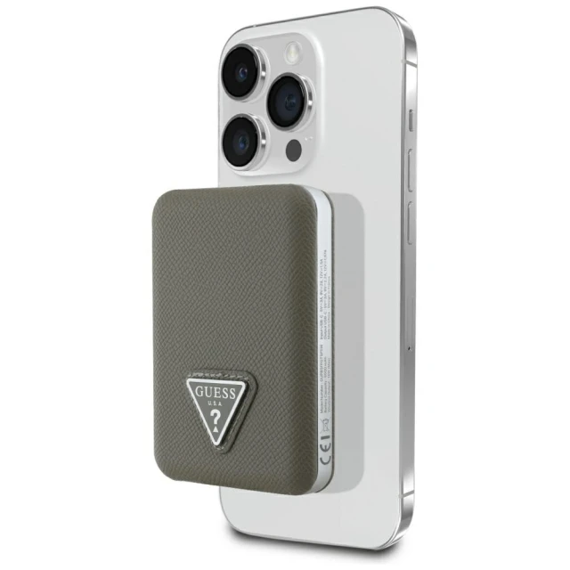 Powerbank Guess Grained Triangle 5000mAh 15W USB-C Brown with MagSafe (GUPB5FPGTSPSW)