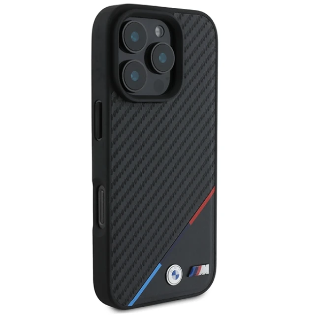 Чохол BMW Carbon Tricolor Line для iPhone 16 Pro Max Black with MagSafe (BMHMP16X23PUDTK)