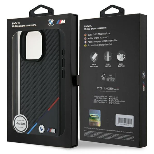 Чохол BMW Carbon Tricolor Line для iPhone 16 Pro Max Black with MagSafe (BMHMP16X23PUDTK)
