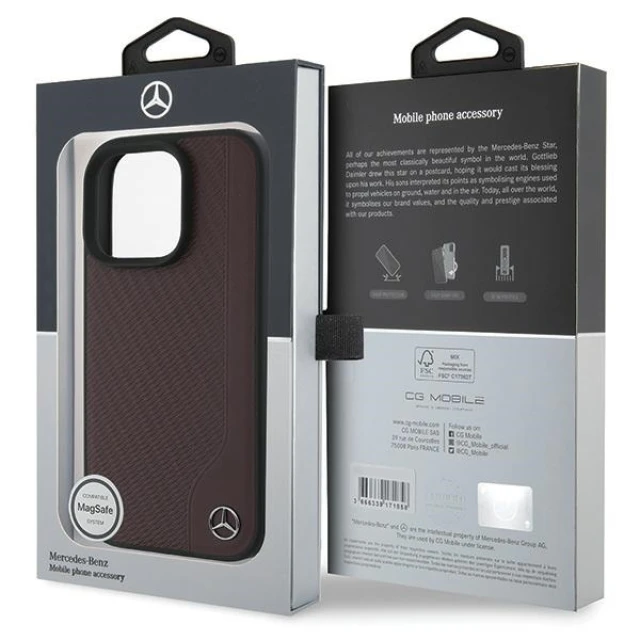 Чохол Mercedes Leather Wood Imitation для iPhone 16 Pro Red with MagSafe (MEHMP16L23RBGVR)