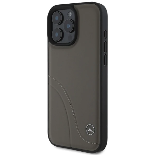 Чохол Mercedes Curved Stitches Leather для iPhone 16 Pro Max Brown (MEHCP16X23RBCSB)