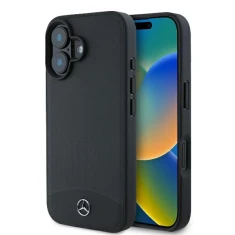 Чохол Mercedes Textured and Plain Leather для iPhone 16 Black with MagSafe (MEHMP16S23RBARK)
