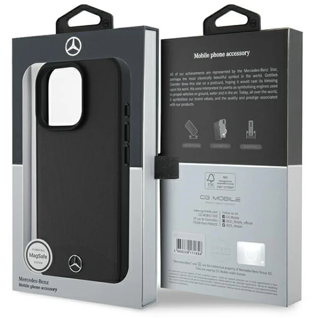 Чохол Mercedes Textured and Plain Leather для iPhone 16 Pro Max Black with MagSafe (MEHMP16X23RBARK)