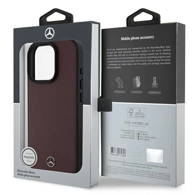 Чехол Mercedes Textured and Plain Leather для iPhone 16 Pro Max Red with MagSafe (MEHMP16X23RBARR)