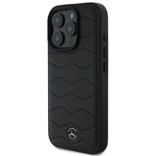 Чехол Mercedes Waves Leather для iPhone 16 Pro Black (MEHCP16L23RWRSK)