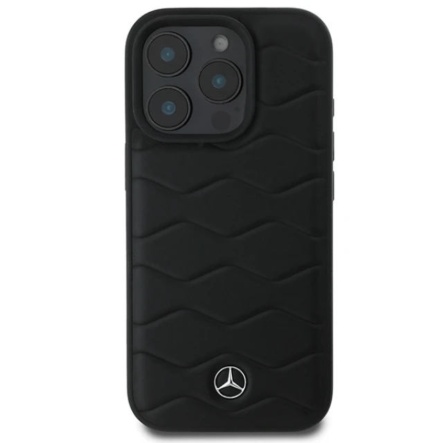 Чехол Mercedes Waves Leather для iPhone 16 Pro Black (MEHCP16L23RWRSK)