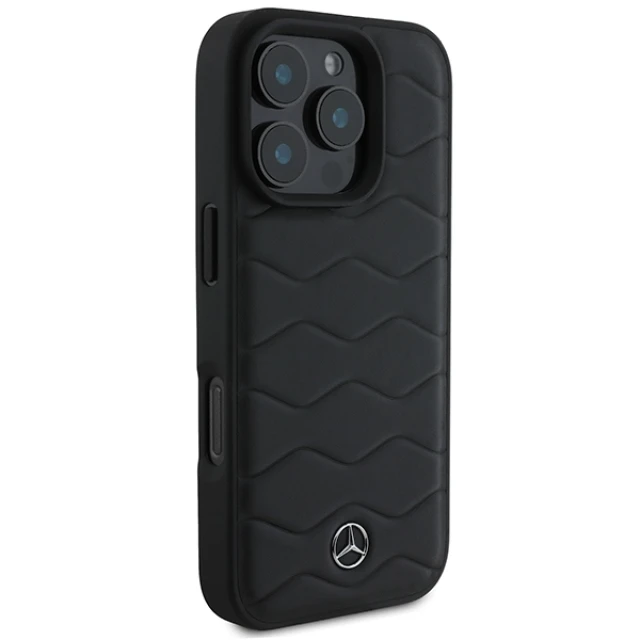 Чехол Mercedes Waves Leather для iPhone 16 Pro Black (MEHCP16L23RWRSK)