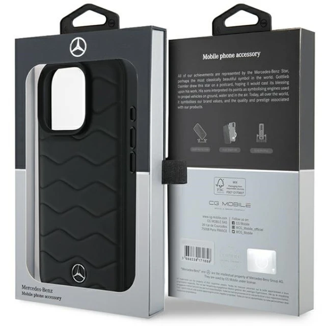 Чехол Mercedes Waves Leather для iPhone 16 Pro Black (MEHCP16L23RWRSK)