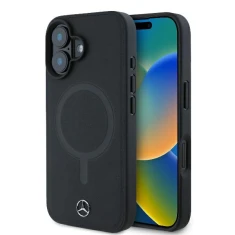 Чохол Mercedes Plain Smooth Leather для iPhone 16 Plus Black with MagSafe (MEHMP16M23RCMK)
