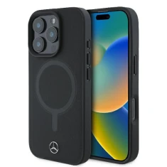 Чохол Mercedes Plain Smooth Leather для iPhone 16 Pro Black with MagSafe (MEHMP16L23RCMK)