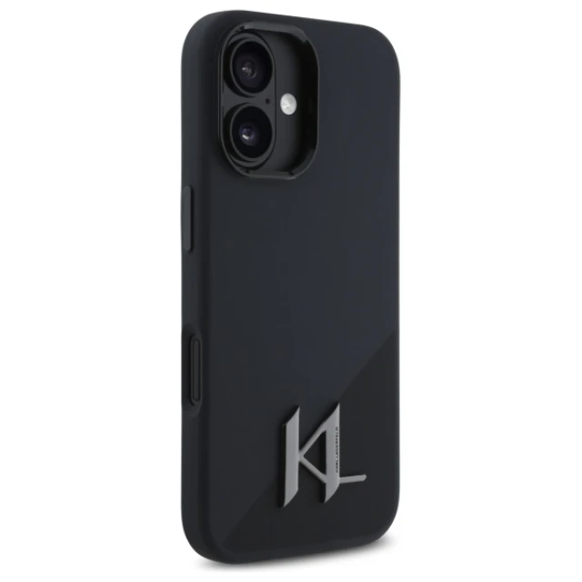 Чохол Karl Lagerfeld Silicone Shadow Metal Initial для iPhone 16 Black with MagSafe (KLHMP16SSCMKMPCK)